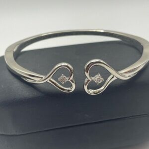 The Bradford Exchange Silver plated Diamond Heart Granddaughter Cuff Bracelet